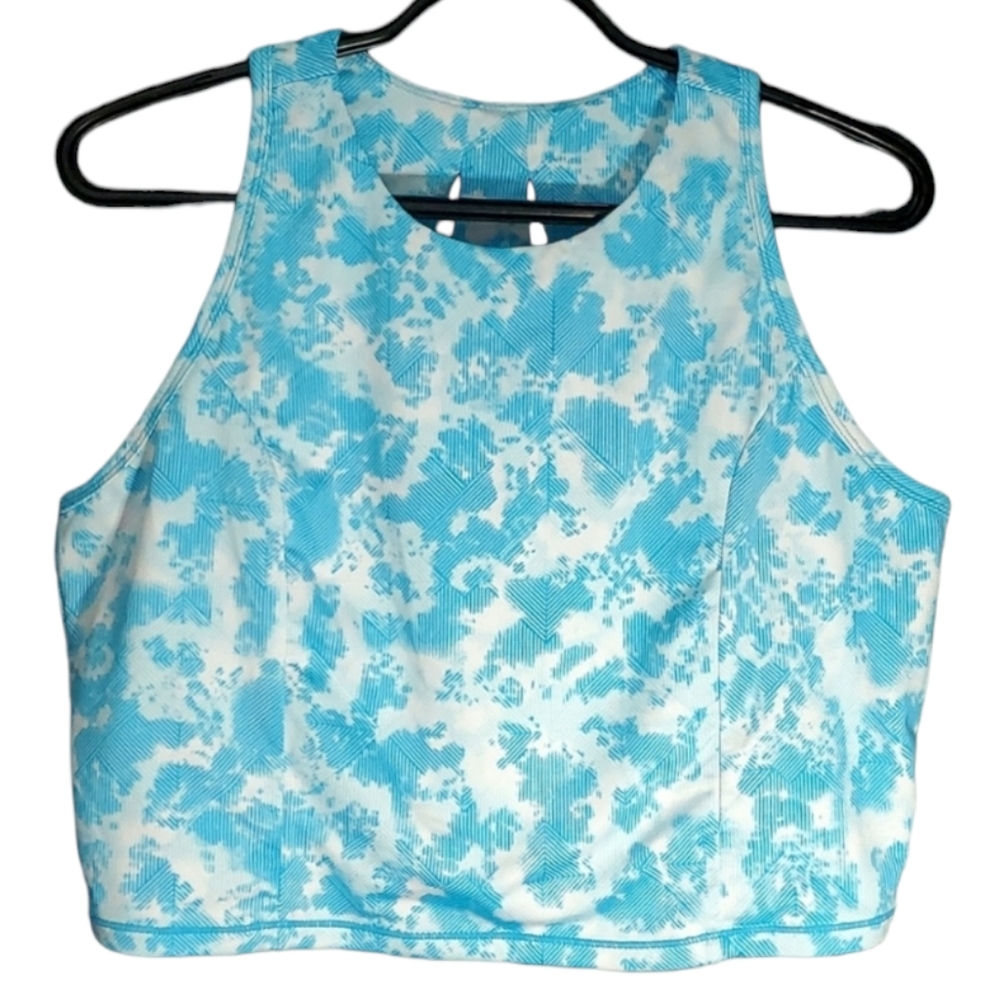 ACX Active Crop Top, Sky Blue & White - Size XL